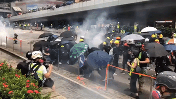 Petrol Bombs Rain Down During Violent Clashes Between Police and Protesters in Hong Kong