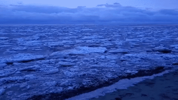 Canadian Tidal Beach Turns Icy Amid Frigid Temperatures