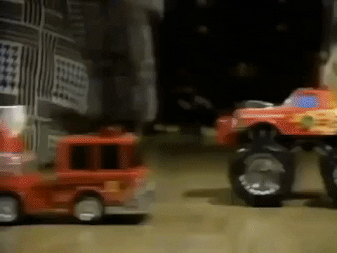 KHandw giphyupload toy fire truck monster truck GIF