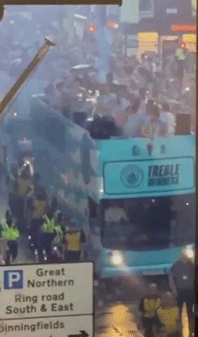 Man City Team Parades on Open-Top Bus 