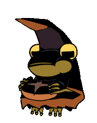 elmrealm magic eating frog bread Sticker