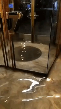 Waves Lash Doors of Venice Hotel Amid Flooding