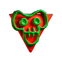TKHA66 skull triangle red green green red Sticker