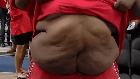 fatpie giphygifmaker slomo fatman fat guy GIF