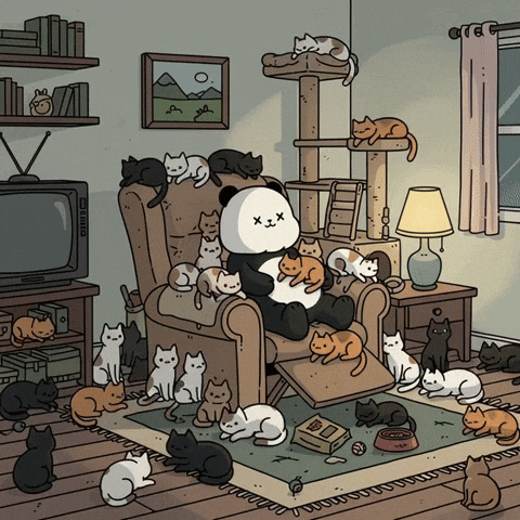 Cat Lady Cute Cats GIF by Kanpai Pandas