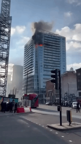 Flames Erupt From High-Rise Building in London