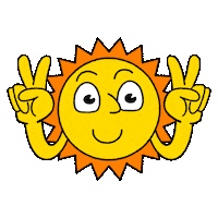 Text gif. Smiling sun, eyes turning to dollar signs, hands in peace signs, around them the text "Go solar, get paid!"