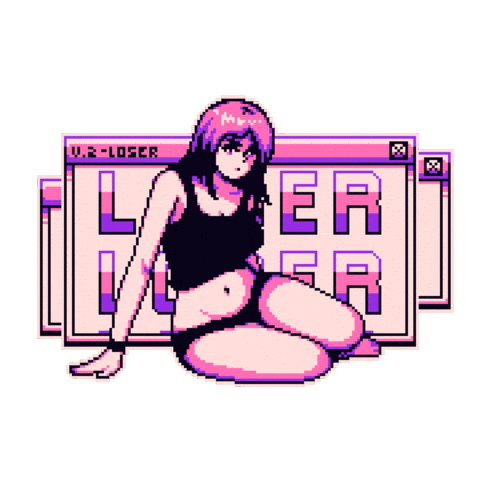 reedloto giphyupload girl pixelart pink Sticker