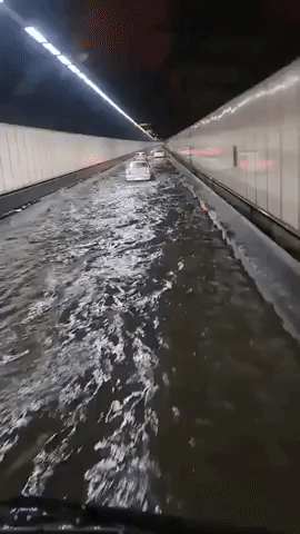 Heavy Rainfall Leaves Tunnel Flooded in Sydney, Australia