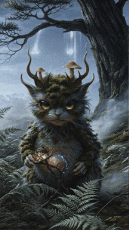 dalindasnyman forest creature horns moss GIF