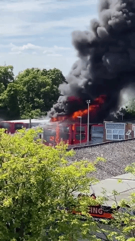 Fire Engulfs Buses at Hertfordshire Garage