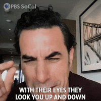 Looks Up And Down Sacha Baron Cohen GIF by PBS SoCal