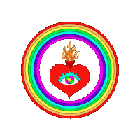 Ephemera love heart rainbow eye Sticker