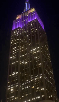Empire State Building Lights Up Purple and Silver to Honor Queen Elizabeth II