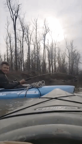 Huge Fish Pulls Kayaker Along Canadian River
