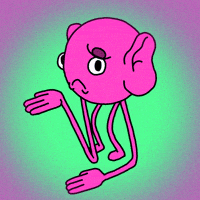 Illustrated gif. A frowning pink cartoon character slaps himself in the face. Sweat springs from his forehead.