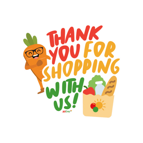 alldaysupermarket giphygifmaker thank you allday thank you for shopping Sticker