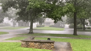 Heavy Rainfall Floods Street in Lexington, Kentucky