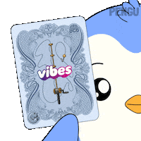 Trading Cards Vibes Sticker by Pudgy Penguins