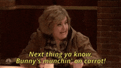 aidy bryant next thing ya know bunnys munchin on a carrot GIF by Saturday Night Live