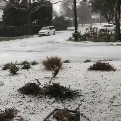 Hail Falls Like Snow Across Sacramento