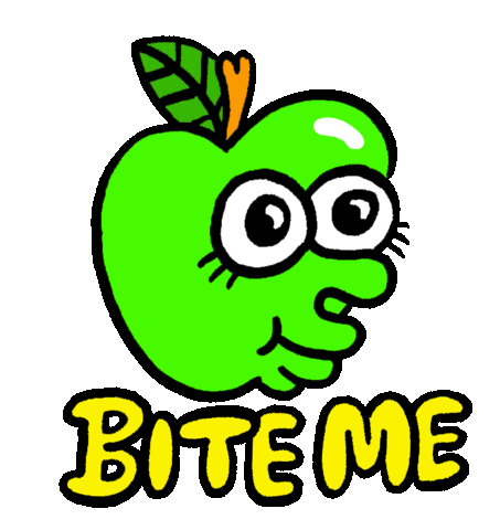 Apple Bite Me Sticker by Russell Taysom