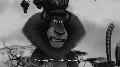 run away black and white GIF