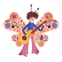 Guitar Butterfly Sticker by pomelody