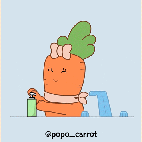popo_carrot makeup morning bathroom vegetables GIF