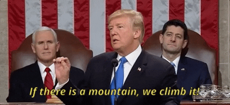 donald trump if there is a mountain we climb it GIF by State of the Union address 2018