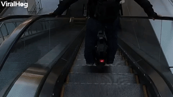 Escalator Mishap on an Electric Unicycle