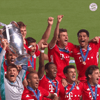Happy Champions League GIF by FC Bayern Munich