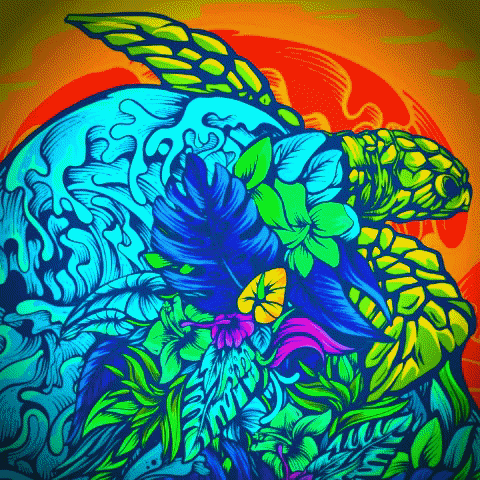 thewisebloods turtle pollution psychadelic sea creature GIF