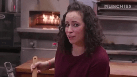 Reality TV. Standing in a kitchen, Farideh Sadeghin from Munchies raises her eyebrows and lifts one side of her mouth, nodding as if to say, “Oh yeah.”