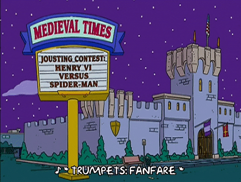 episode 12 exterior of medieval times dinner theater GIF