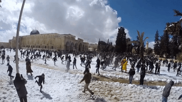 Snowball Fight Breaks Out at Al-Aqsa Mosque in Jerusalem