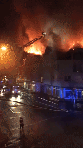 Large Fire at Commercial Building in Town Near Frankfurt