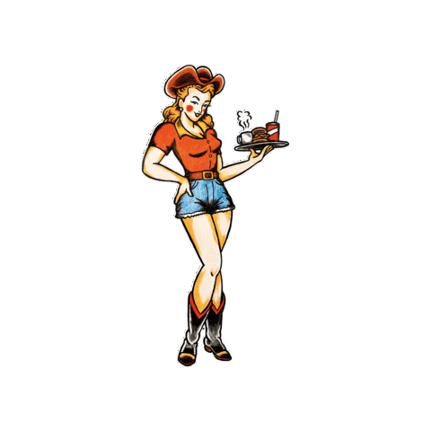 EGDINER girl burger cowgirl waitress Sticker