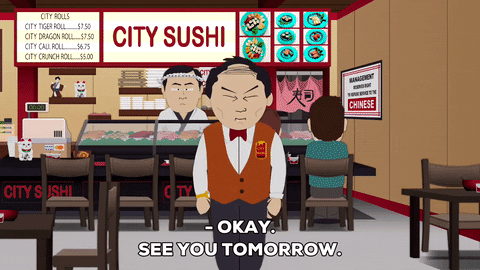 asian sushi GIF by South Park 