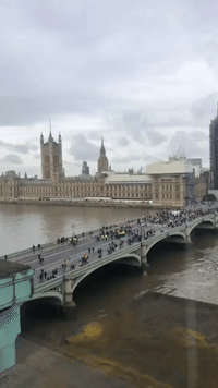 Westminster Bridge Blockaded by Extinction Rebellion Demonstrators