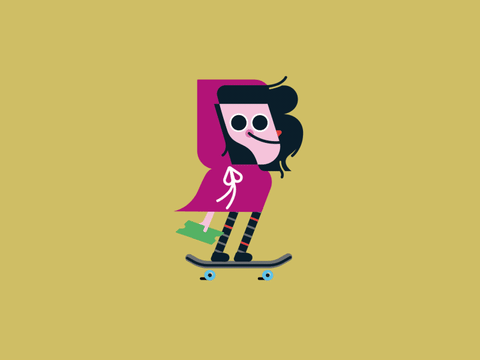 Girl Skating GIF by Lolly Studio