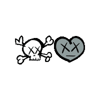 Heart Skull Sticker by dividenyc