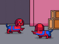 Dog Spiderman GIF by Abstract HotDogs