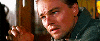 Movie gif. Leonardo DiCaprio as Cobb in Inception sits hands churched, searching someone's eyes, very worried.