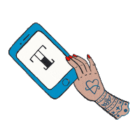 latheofheaven heart phone hand tattoo Sticker