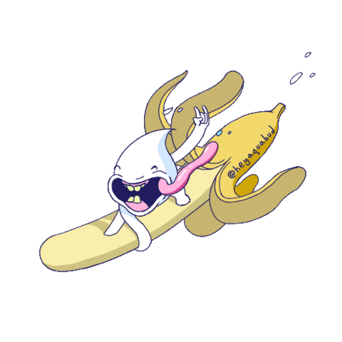 HeyAquabud giphyupload surf banana surfing Sticker