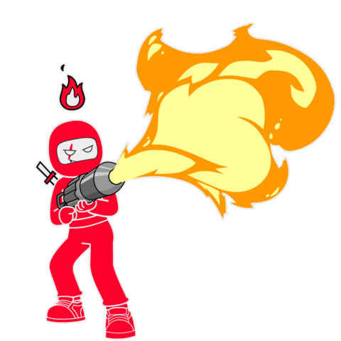 Burning On Fire Sticker by Pizza Ninjas