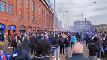 Rangers Fans Amass Outside Ibrox Stadium