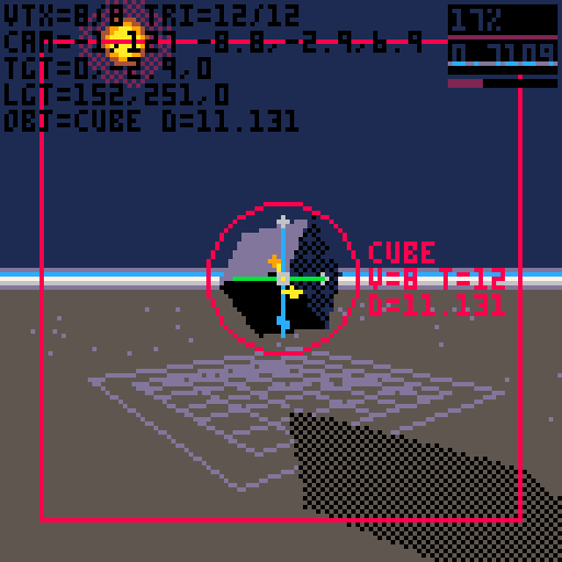 chiptune 3d shadow pico8 dithering GIF