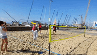 Japan Team Play Beach Tennis in Brighton After Rugby Match Win